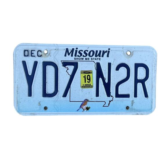 Missouri License Plates (2) Show-Me State Dec 2019 Sticker Blue Automobile Tags - Picture 2 of 4